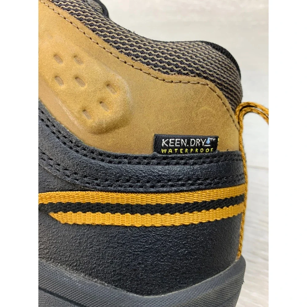 KEEN Dry Waterproof Hiking Boots Tan Black Yellow 1019834 Youth 5 Trail Shoes